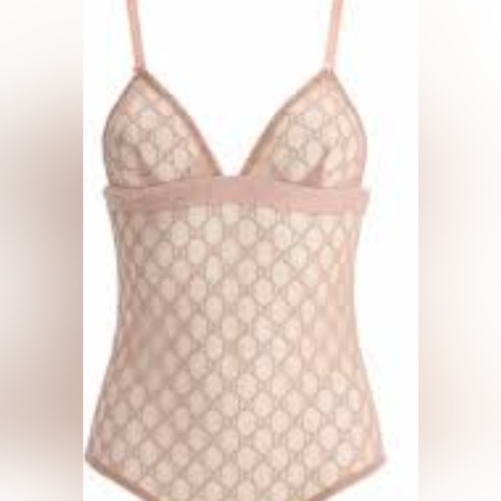 Gucci Sheer Logo Bodysuit .sz Medium Never Worn. Tags Still on